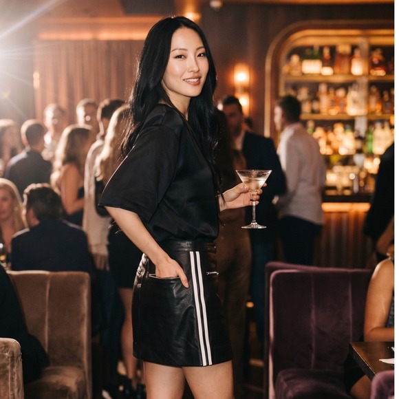 rag & bone Dresses & Skirts - Rag & Bone Black Leather Mini Skirt White Stripes Zip Pockets SZ 10 NEW NO TAG‎